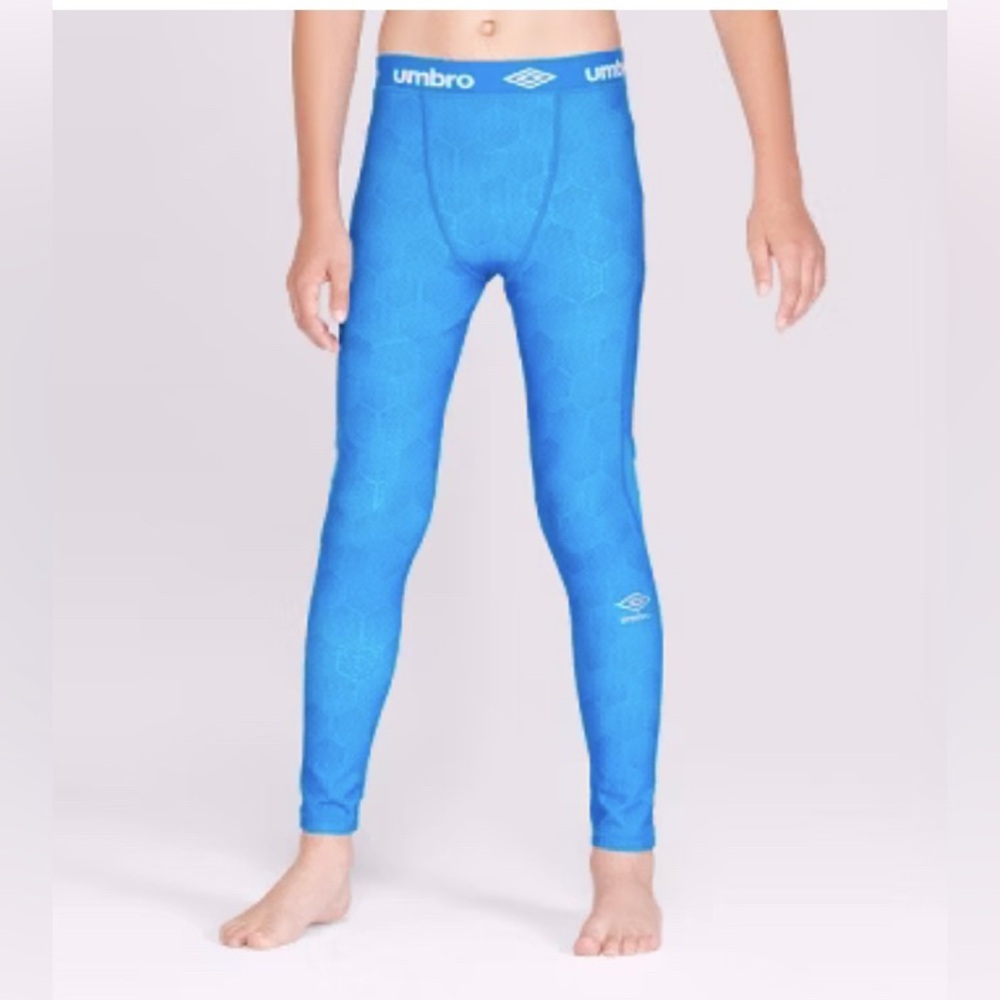 Umbro Compression Tights Boys Blue Stretch Training
